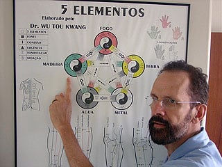 Armando Falconi mostrando os 5 elementos