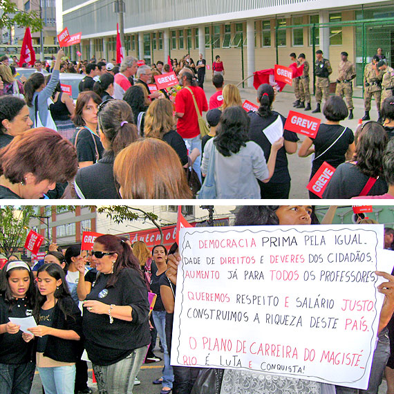 Manifesta&ccedil;&atilde;o do Sinpro em frente ao Pal&aacute;cio da Sa&uacute;de