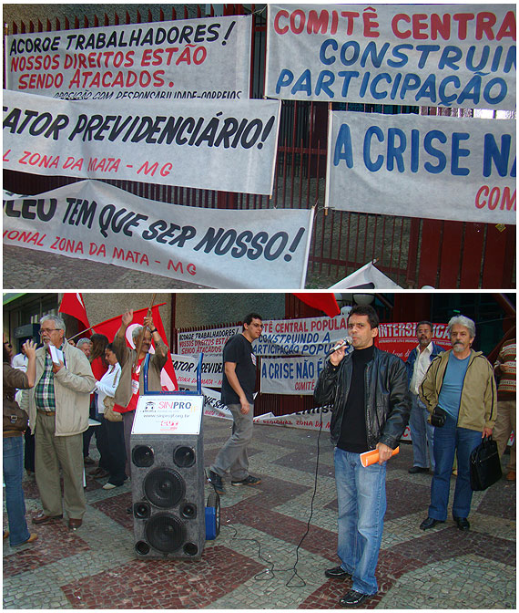 Fotos das faixas e da manifesta&ccedil;&atilde;o