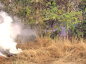 Foto de Bombeiros apagando fogo
