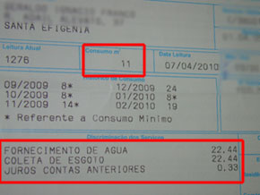 Conta de &aacute;gua