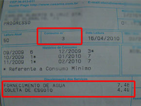 Conta de &aacute;gua