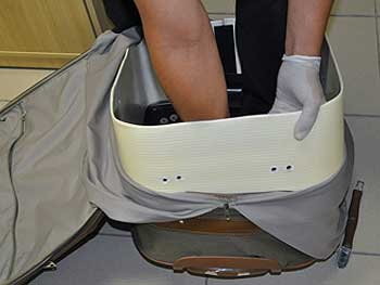 Agente vistoria a mala