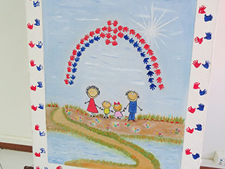 Tela de Bia Britto, colaboradora da Santa Casa; a obra se chama &ldquo;Prote&ccedil;&atilde;o e Amparo&rdquo;, foi produzida sob as t&eacute;cnicas de &oacute;leo sobre tela e textura. Foto: Divulga&ccedil;&atilde;o