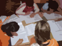 Alunos estudando