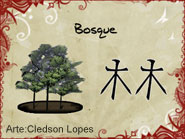 Foto de ideograma que representa bosque