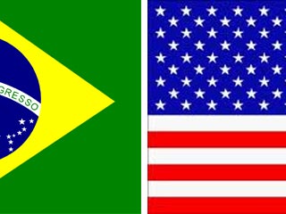 Bandeiras Brasil e Estados Unidos