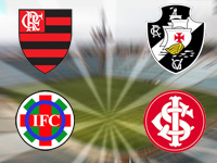 Escudos dos times de futebol Flamengo, Internacional, Ipatinga e Vasco da Gama