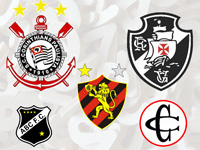Escudos dos times de futebol sobre n&uacute;meros