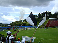 Torcedores com a bandeira do Tupi