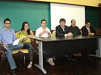 Foto das pessoas que fizeram o an?ncio dos Jogos Universit?rios de JF