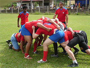 Foto de um jogo de rugby