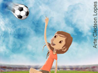 Imagem de menina jogando futebol