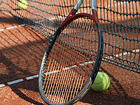 Imagem de uma raquete com uma bola de tênis