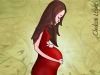 foto ilustrativa de uma m?e gr?vida olhando para a barriga