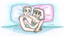 Ilustra??o de um casal deitando na cama