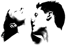 Um homem beijando o pesco&ccedil;o de uma mulher