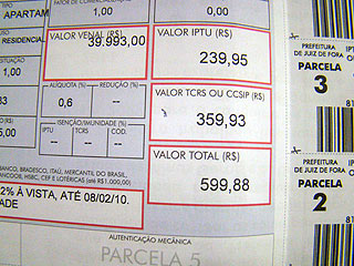 Foto de carnê do IPTU