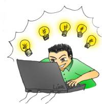 Ilustra??o de um homem em frente ao computador