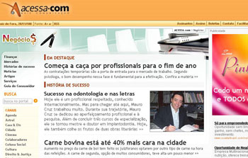 Foto de uma das primeiras p?ginas diagramadas 
do caderno Neg?cios