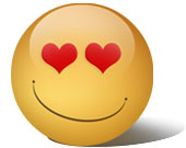 um smile comdois olhos de
cora??o, simbolizando encantamento