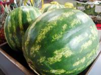 Foto de uma banca de frutas com v?rias p?ras