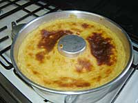 Pudim retirado do forno