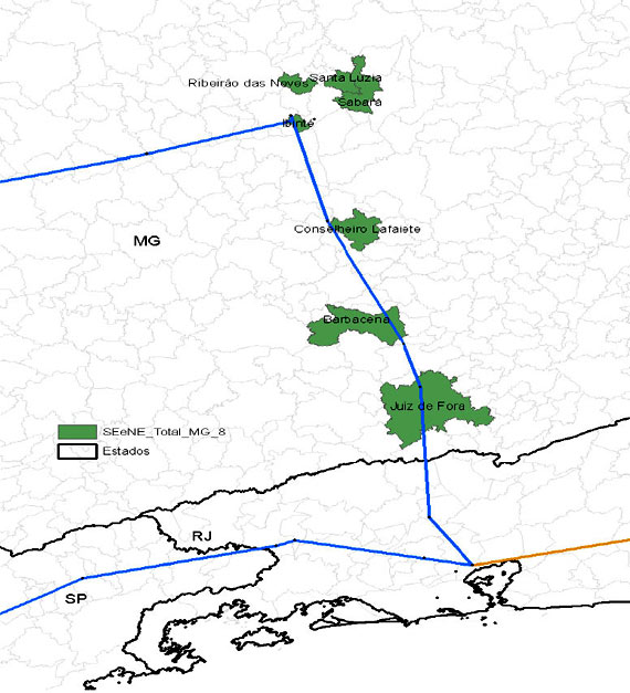 Reprodução/Ministério das Comunicações Mapa da rota entre POPs