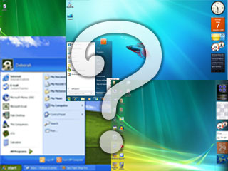 Ilustração com telas do Windows