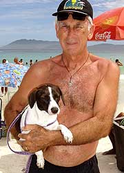 Imagem de um c?o dentro de
uma caixa de transporte