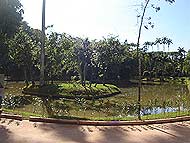 Foto do lago do parque com ilha