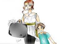 Ilustração de uma mulher com o filho
